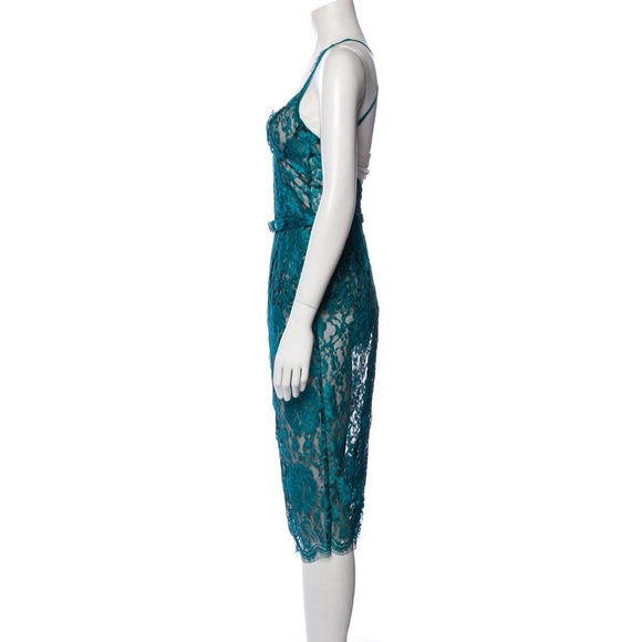 Agent Provocateur Rosette Dress Soirée AP4 Teal Blue Lace See Through size 4 - Picture 4 of 12